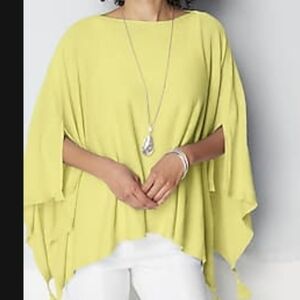J. JILL Linen-Blend Tasseled Poncho